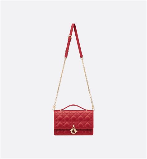 Sac Top Handle Miss Dior Cuir d'agneau Cannage rouge 